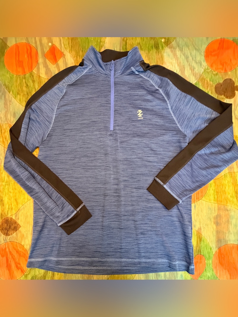 IZOD Golf Pullover Mens Medium Blue 1/4 Zip Long Sleeve Pullover Top Athletic Mo